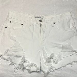 White Distressed Denim Shorts 6/28